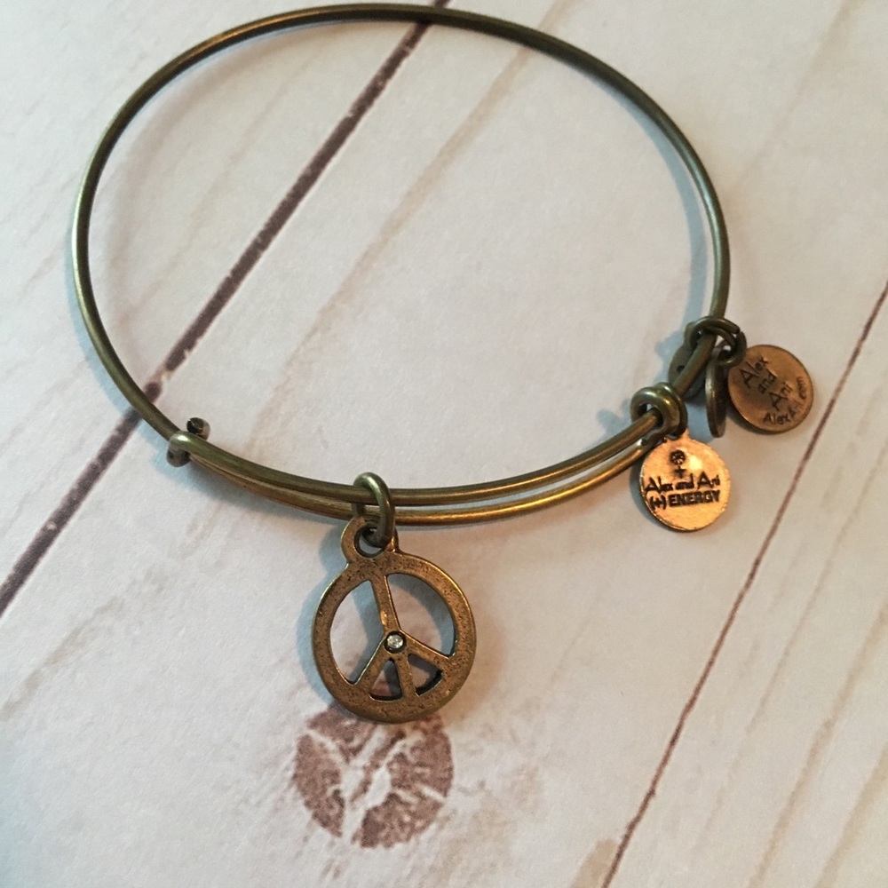 Alex and Ani Gold Peace Sign Bracelet